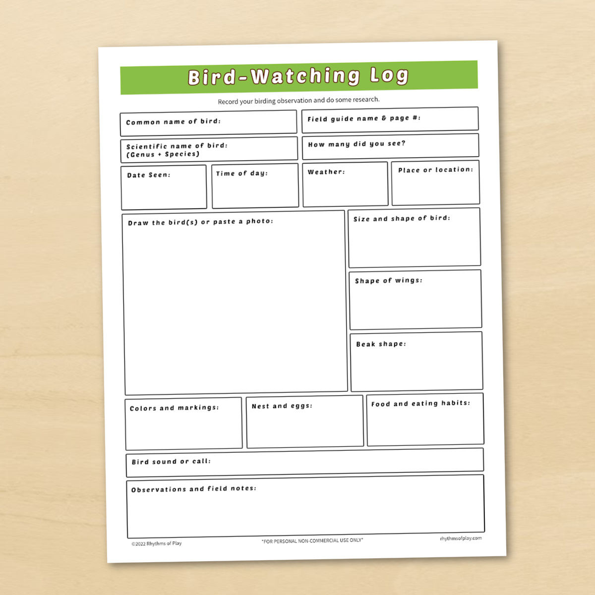 Bird Watching Log Book