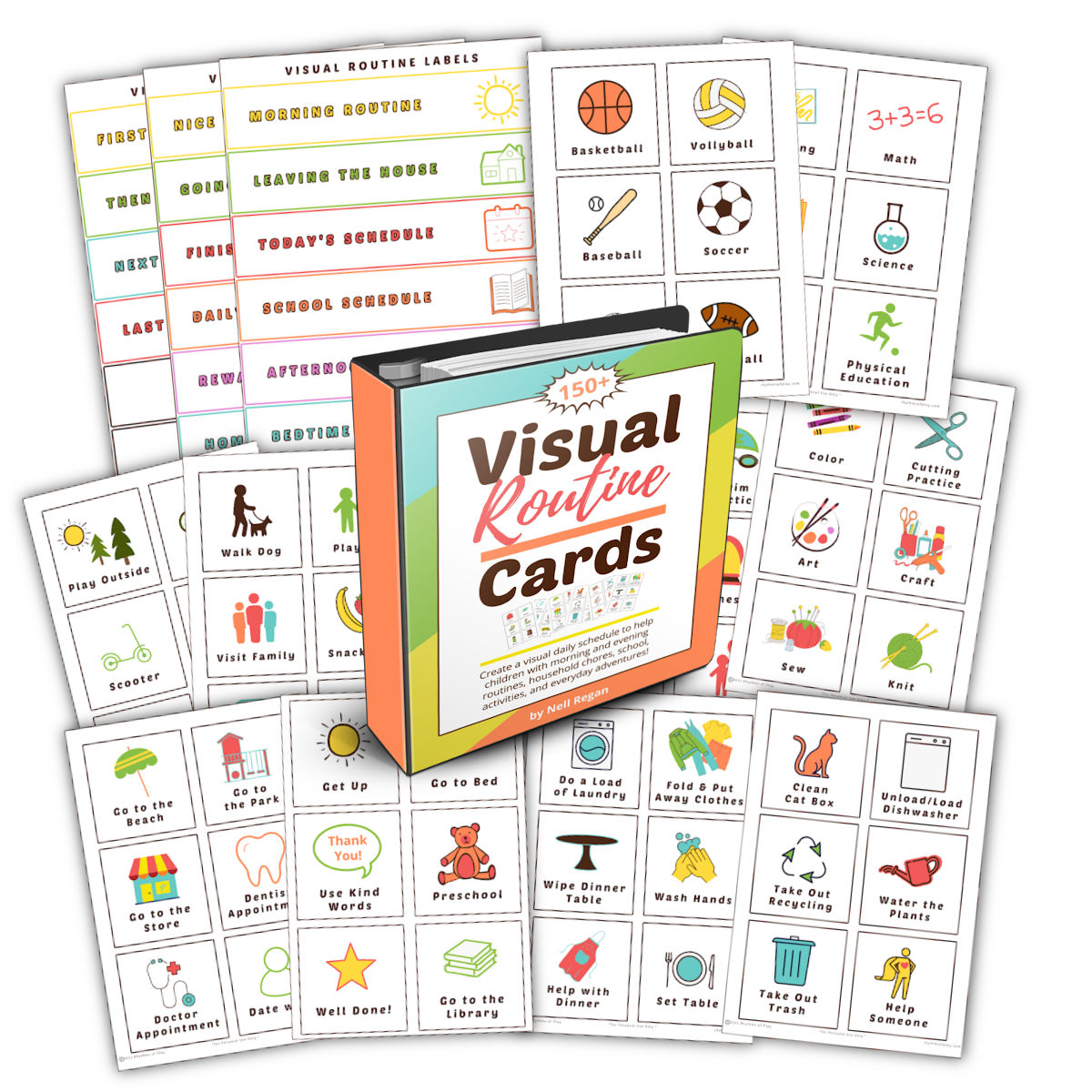 Visual Routine Cards and Labels to help children accomplish daily tasks