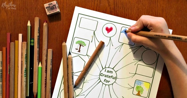 Kid coloring "I am grateful" printable gratitude journal page